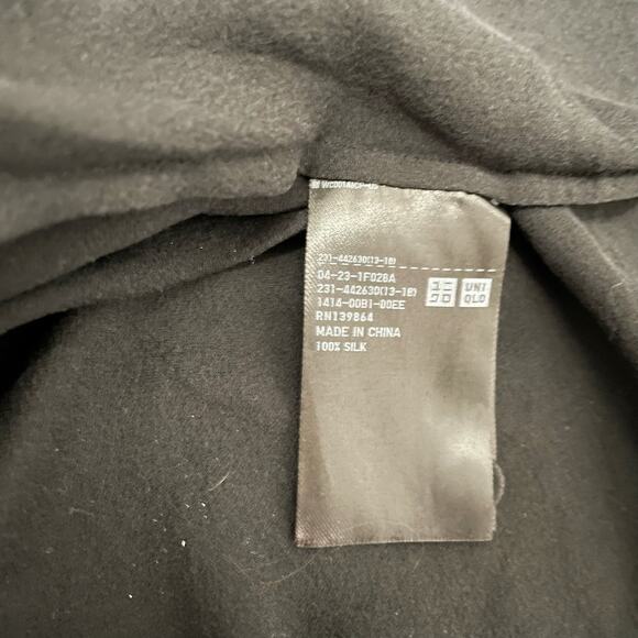 Ines de la Fressange x Uniqlo Silk Frilled Blouse Ruffle Top Black - Size Small - Picture 4 of 7